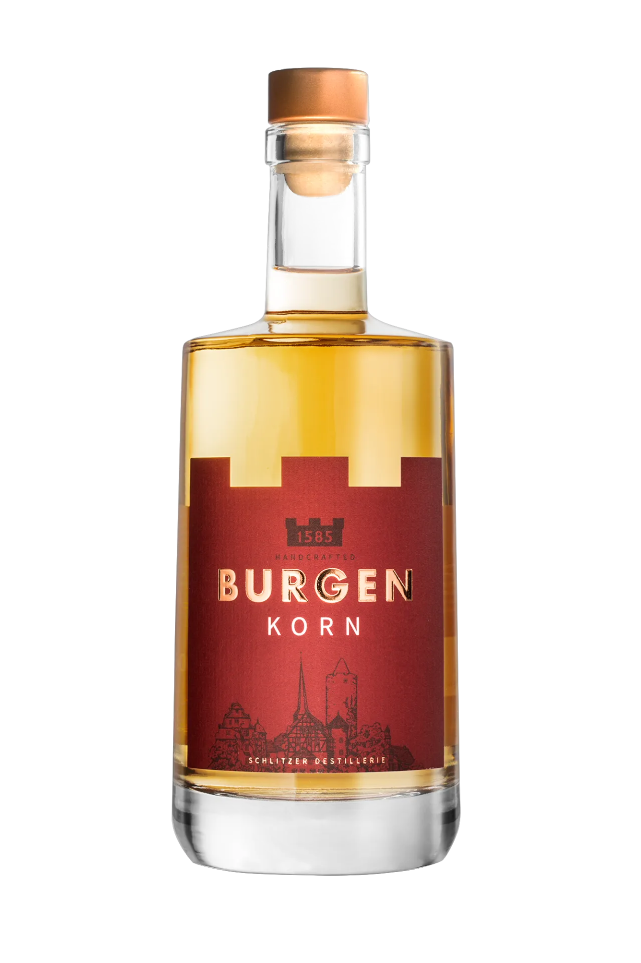 Korn Premium Kornbrand 38%vol. in einer 0,5 Liter Glasflasche mit Holzgriffkorken